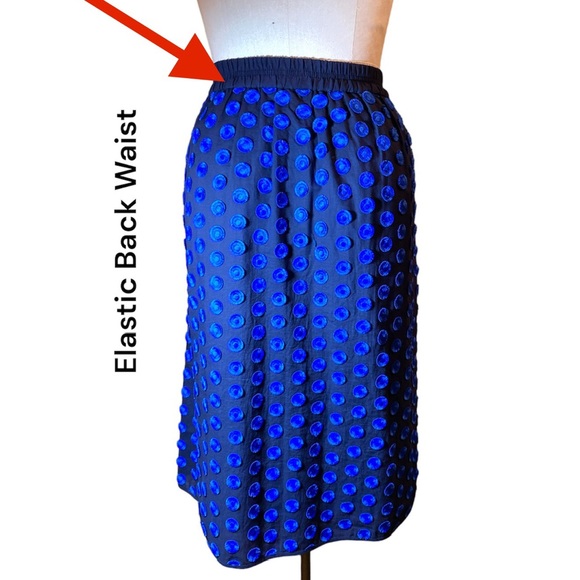 Blue Embroidery Circles on Black Cotton J. Crew w/Pockets Skirt Size 2 28” long - Picture 5 of 12